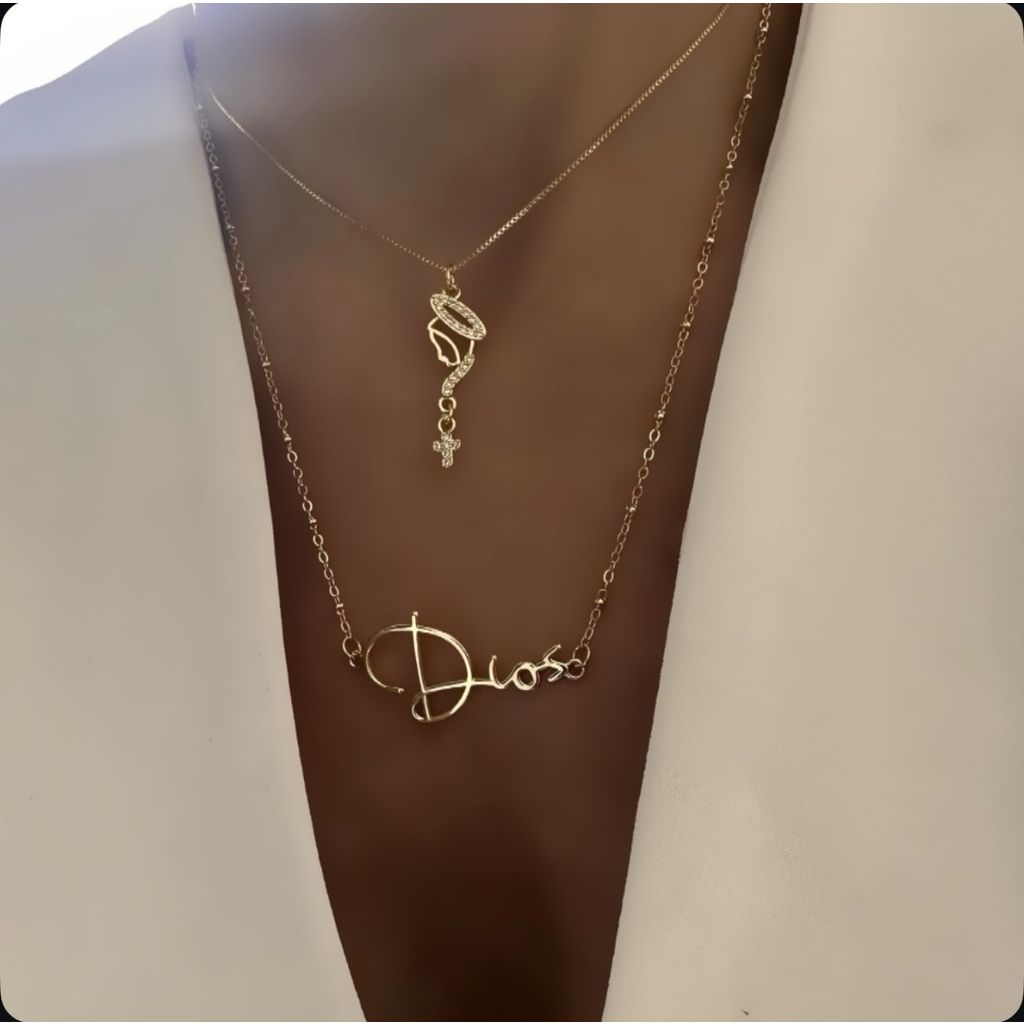 Cadena Virgen cross mini o Dios