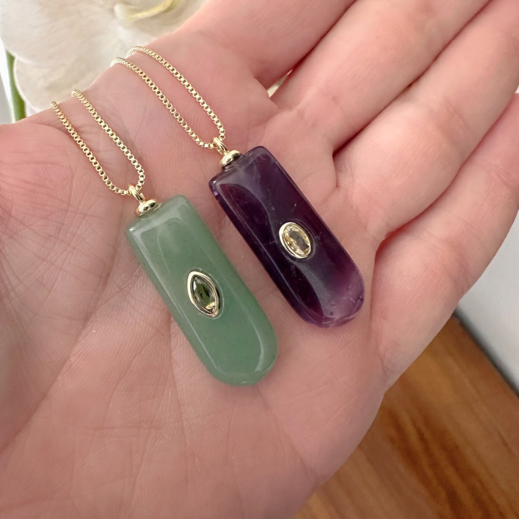 Cadena Jade verde o Amatista