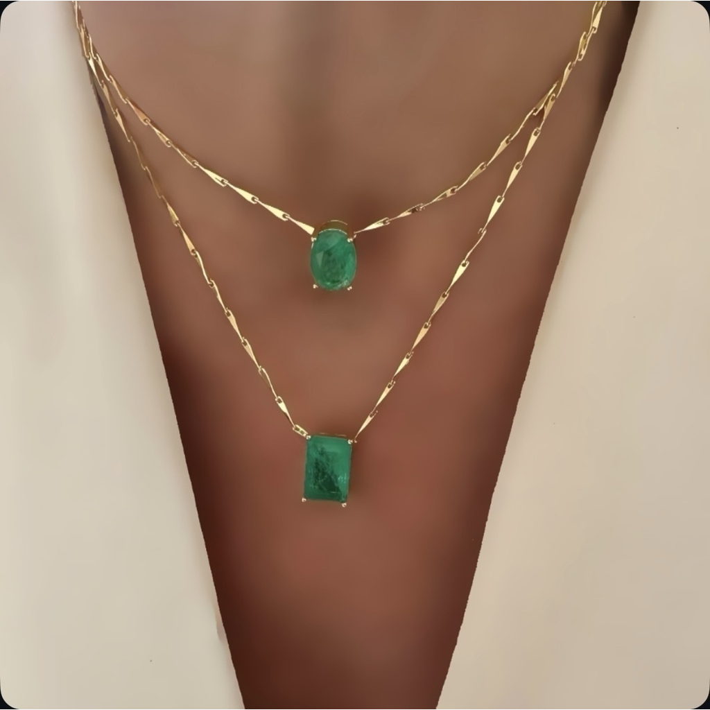 Cadena afrodita Emerald lab oval o square