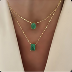 Cadena afrodita Emerald lab oval o square