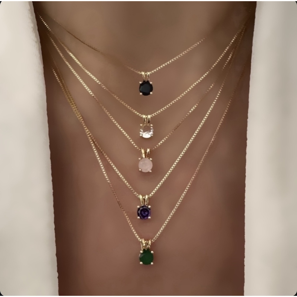CADENA CZ WHITE O LILA O EMERALD O PINK O BLACK