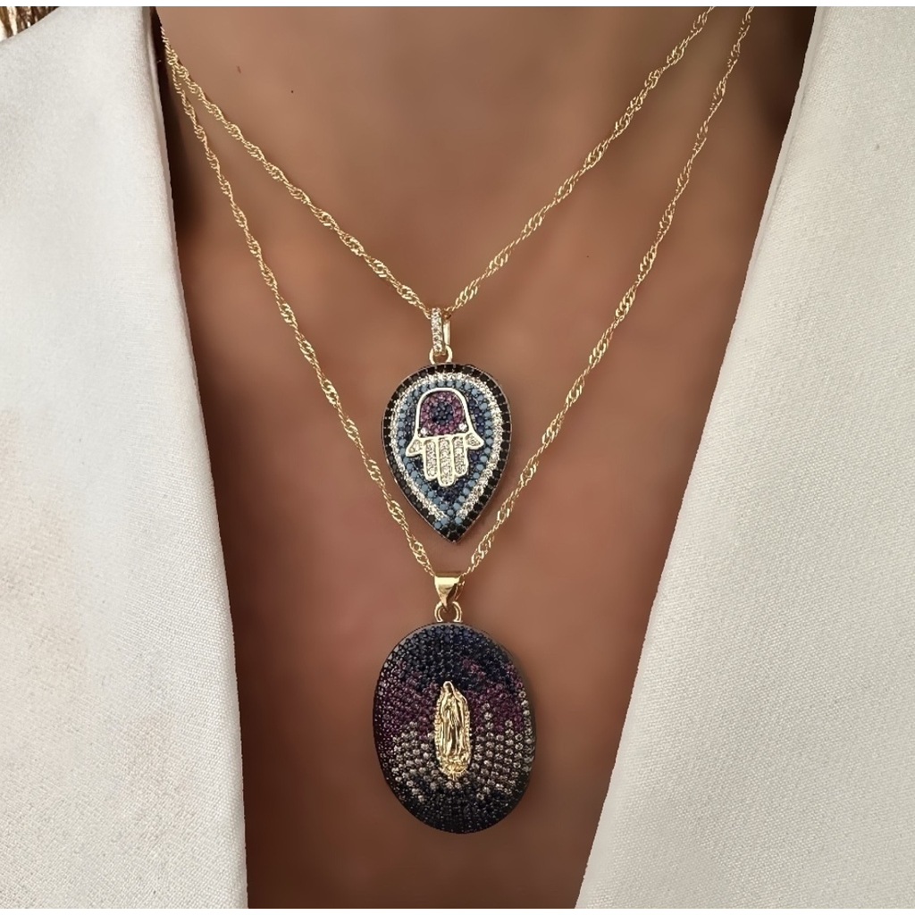 Cadena hamsa o Virgen de Guadalupe