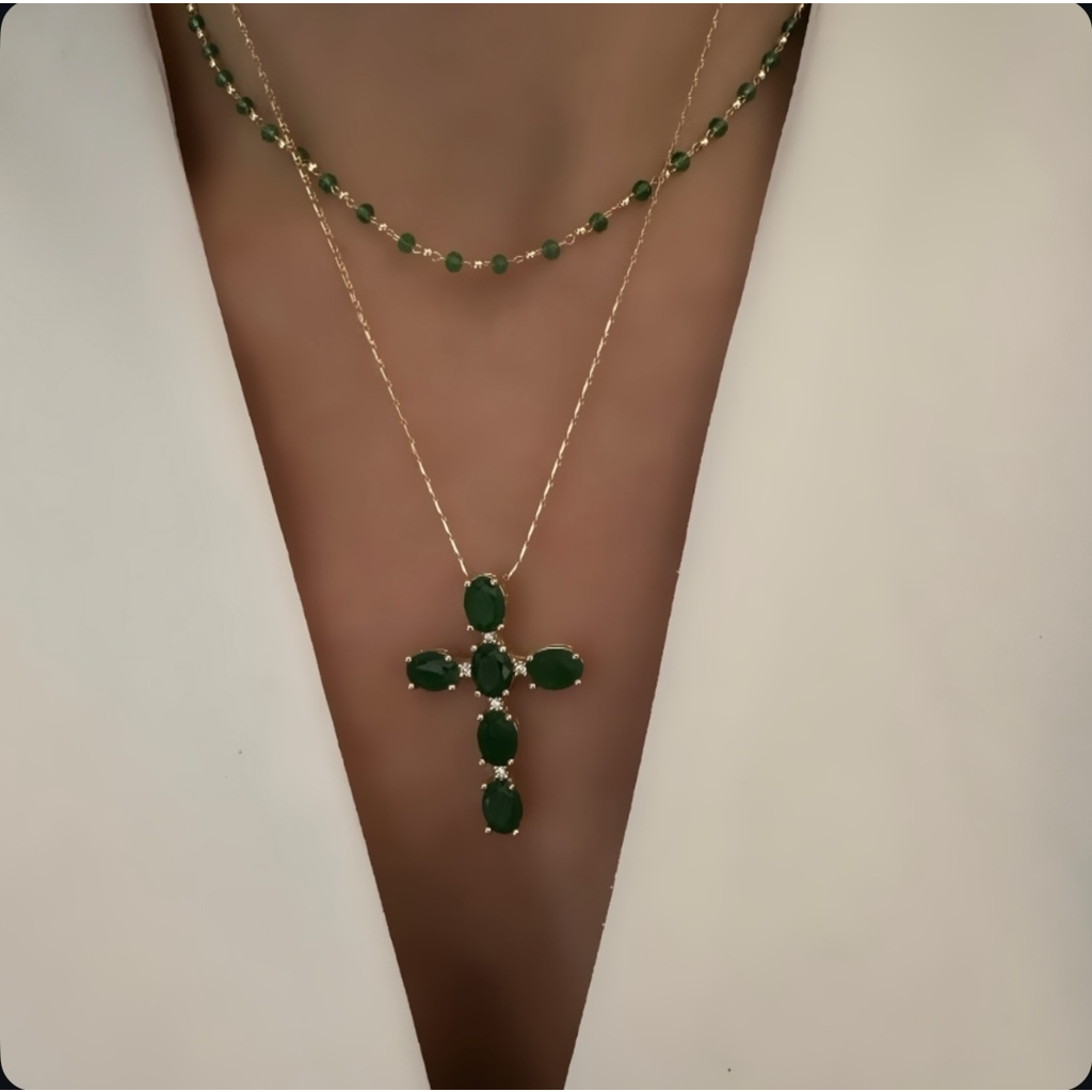 Choker o cadena cross Emerald