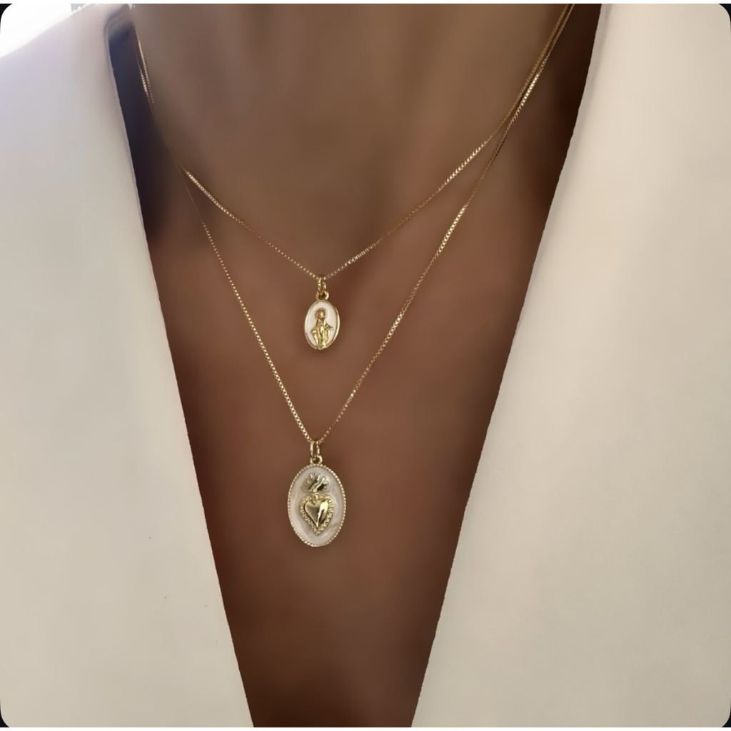 Cadena Virgen Milagrosa mini o Sagrado Corazón