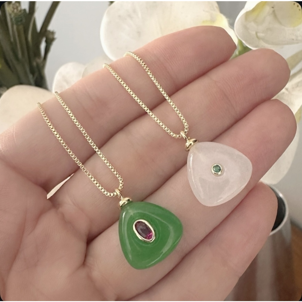 Cadena cuarzo cristal o jade