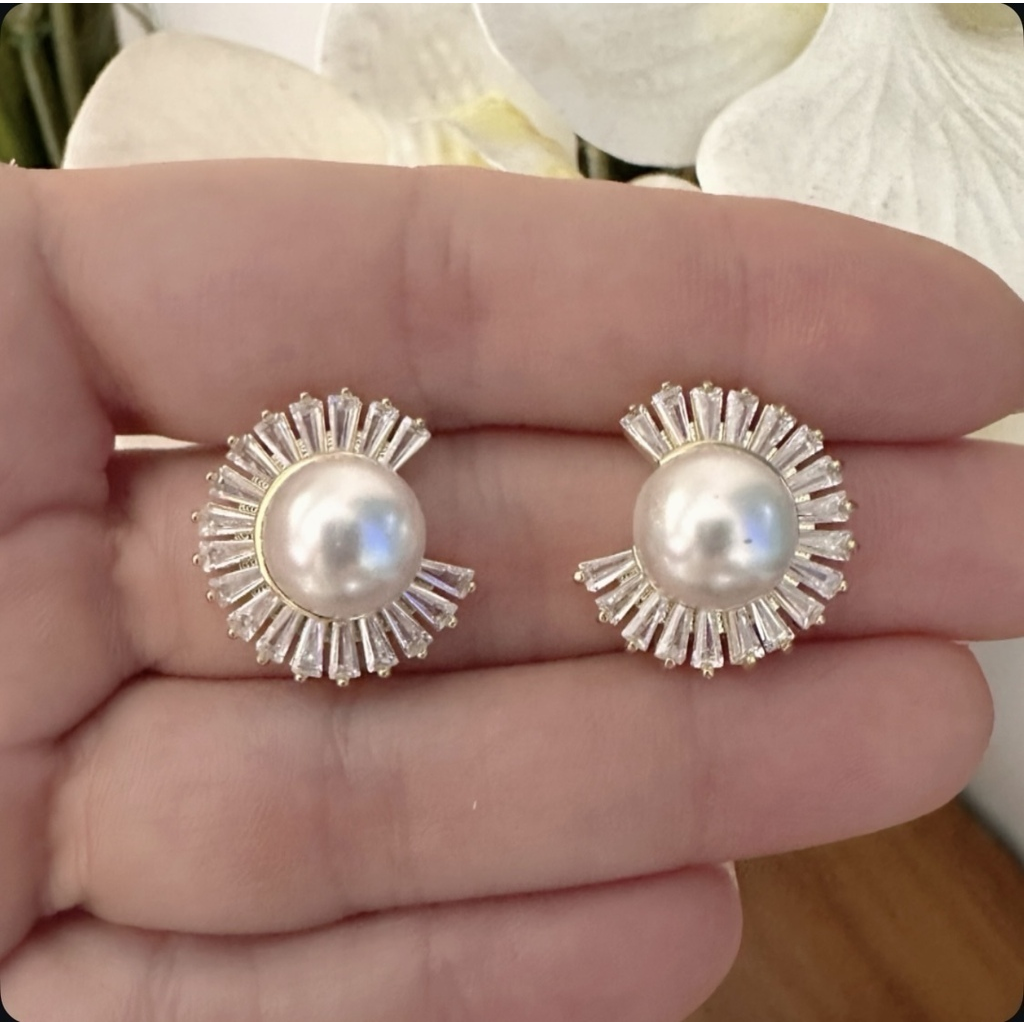 Aretes pearl baguette big