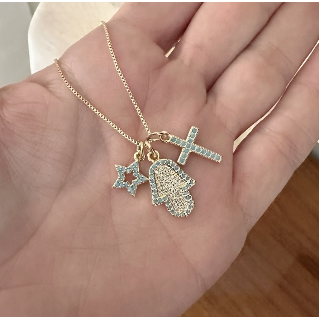 Cadena éxito, protección y fe o cadena evil eye turquesa