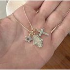 Cadena éxito, protección y fe o cadena evil eye turquesa