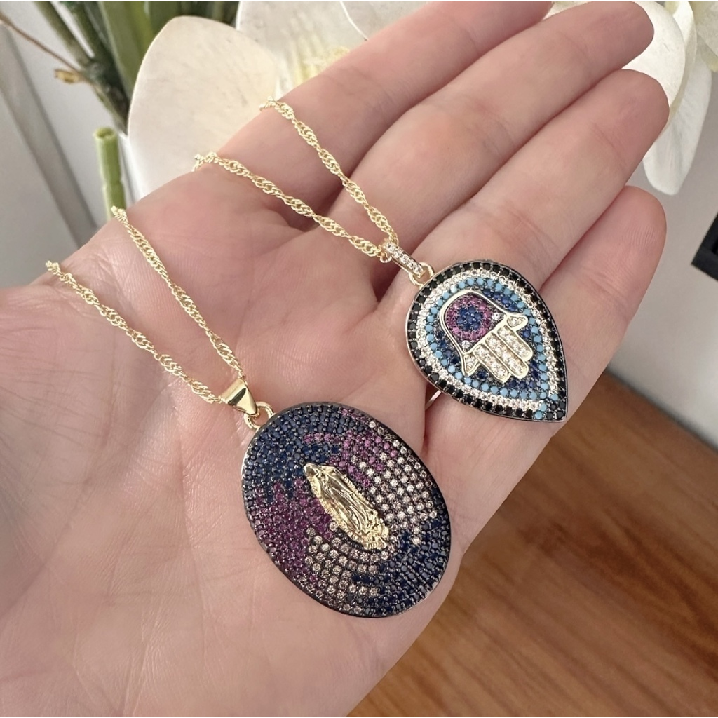 Cadena hamsa o Virgen de Guadalupe