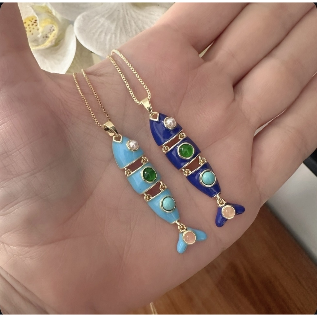 Cadena Fish turquesa o azul