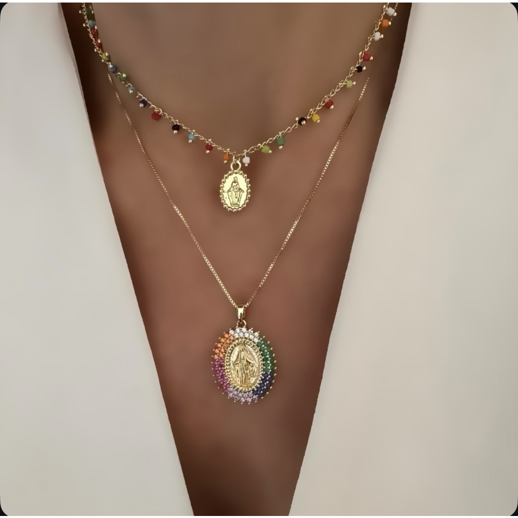 Choker o cadena Virgen Milagrosa colors